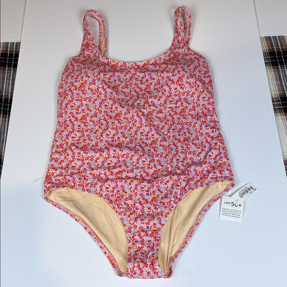 Amazon Essentials Women's Floral One Piece Swimsuit - Pink & Orange - NWT  Large